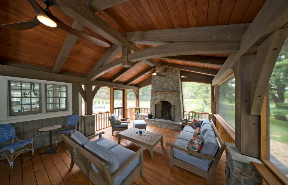Potomac Screen Porch with Timber Frame by Upton Architecture, LLC - Photo 19