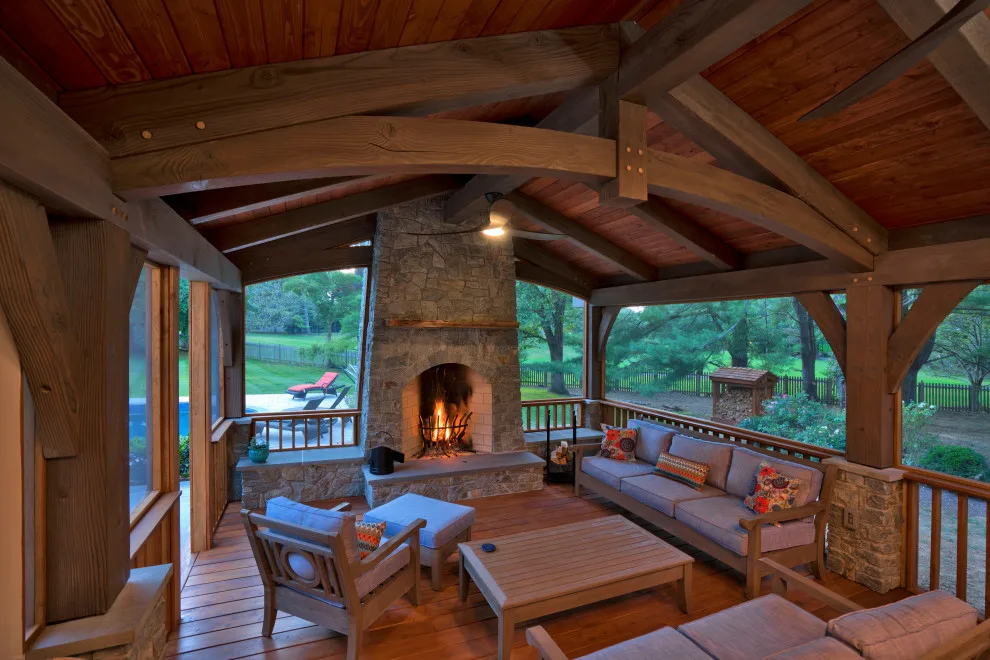 Potomac Screen Porch with Timber Frame by Upton Architecture, LLC - Photo 16