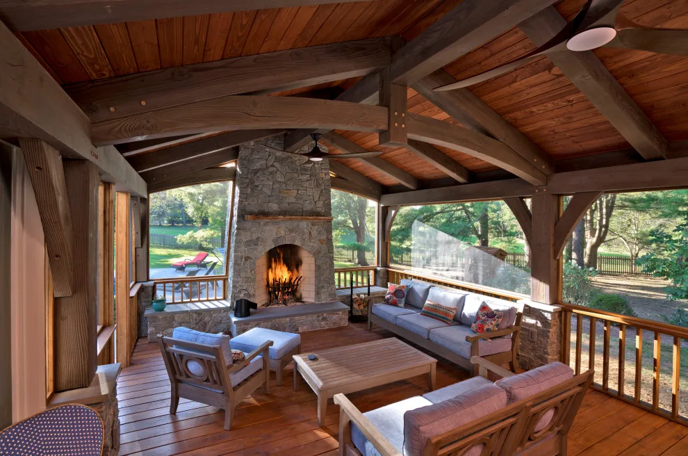 Potomac Screen Porch with Timber Frame by Upton Architecture, LLC - Photo 13
