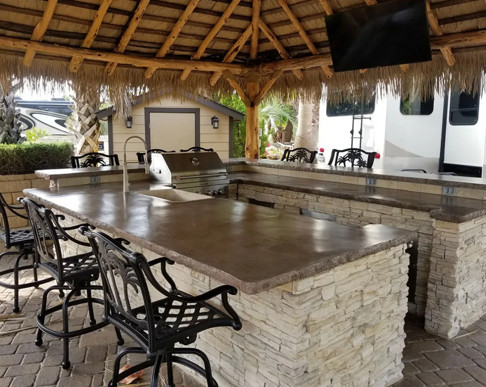 Custom Outdoor Kitchen with Stacked Stone by Coastal Masonry - Photo 2
