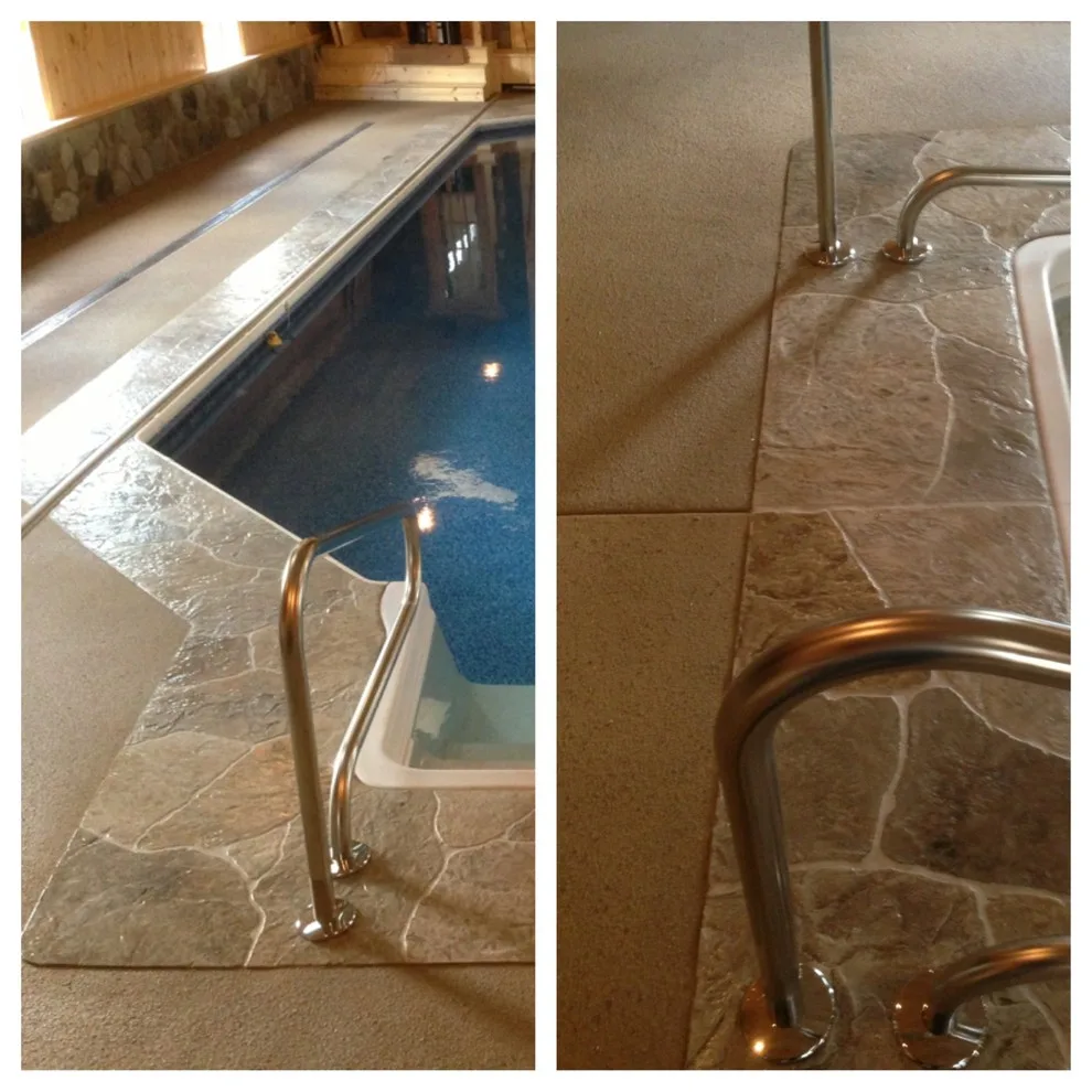 Textured Spray Finish on Stamped Stone Pool Coping and Deck by Elite Concrete Design - Photo 5