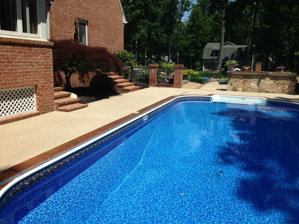 Textured Spray Finish on Stamped Stone Pool Coping and Deck by Elite Concrete Design - Photo 2