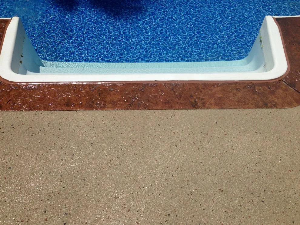 Textured Spray Finish on Stamped Stone Pool Coping and Deck by Elite Concrete Design - Photo 7