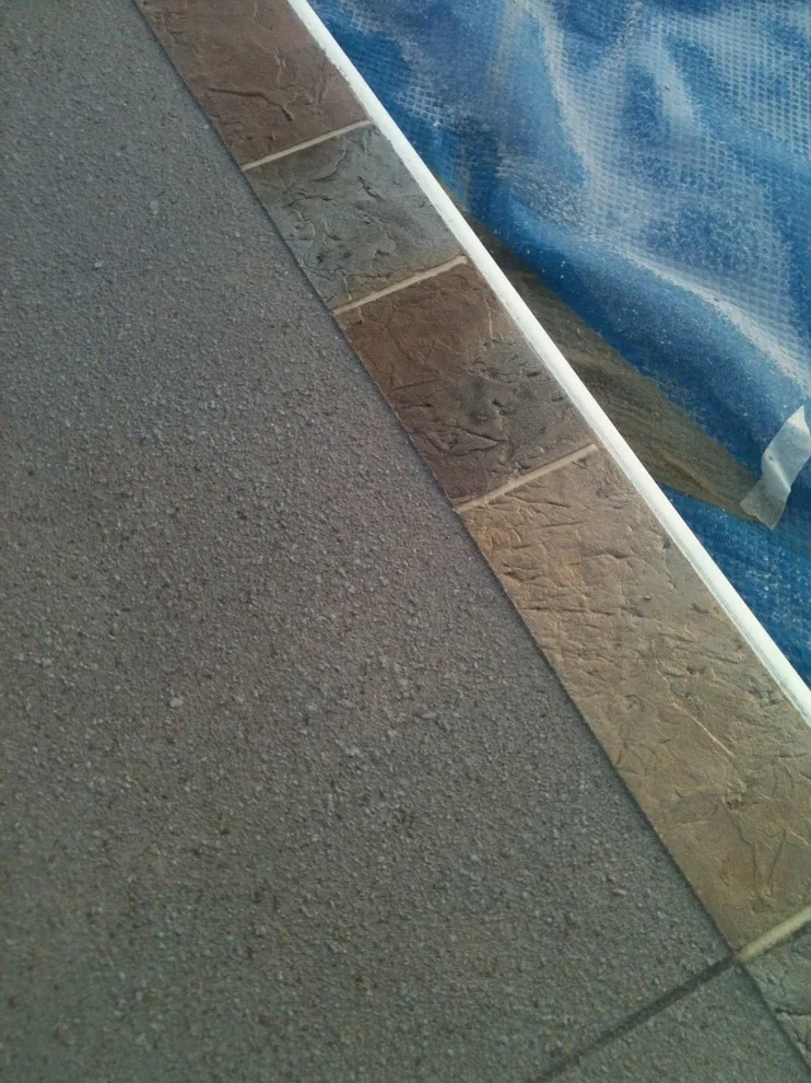 Textured Spray Finish on Stamped Stone Pool Coping and Deck by Elite Concrete Design - Photo 10