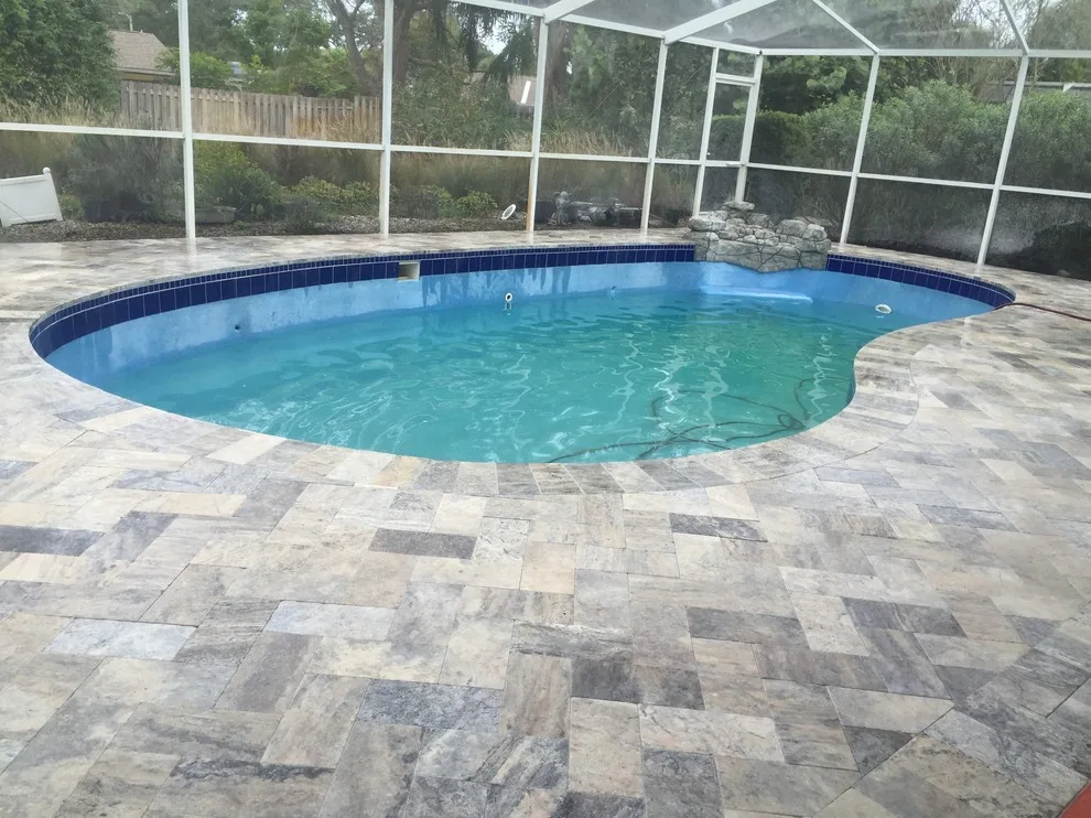 Clearwater Travertine Pool Deck by JR Pavers Inc. - Photo 3
