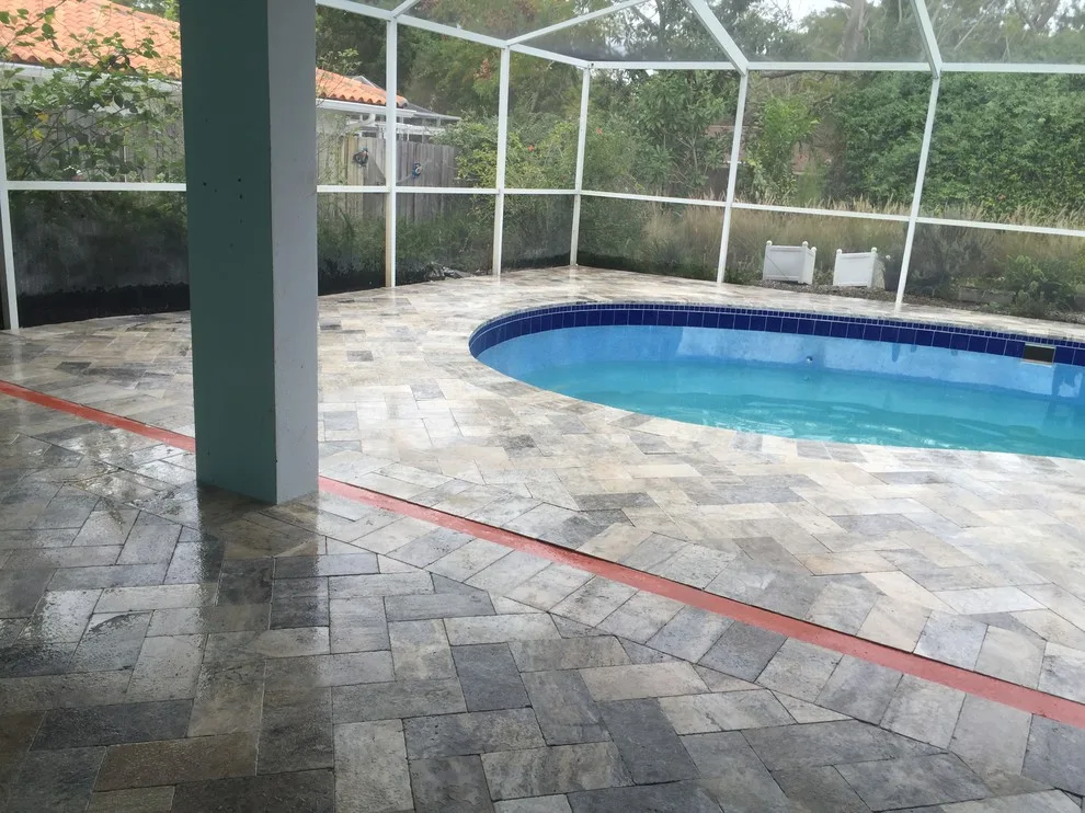 Clearwater Travertine Pool Deck by JR Pavers Inc. - Photo 6