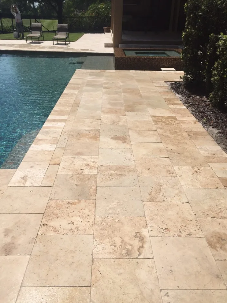 Keene's Point Travertine Pool Deck by JR Pavers Inc. - Photo 4