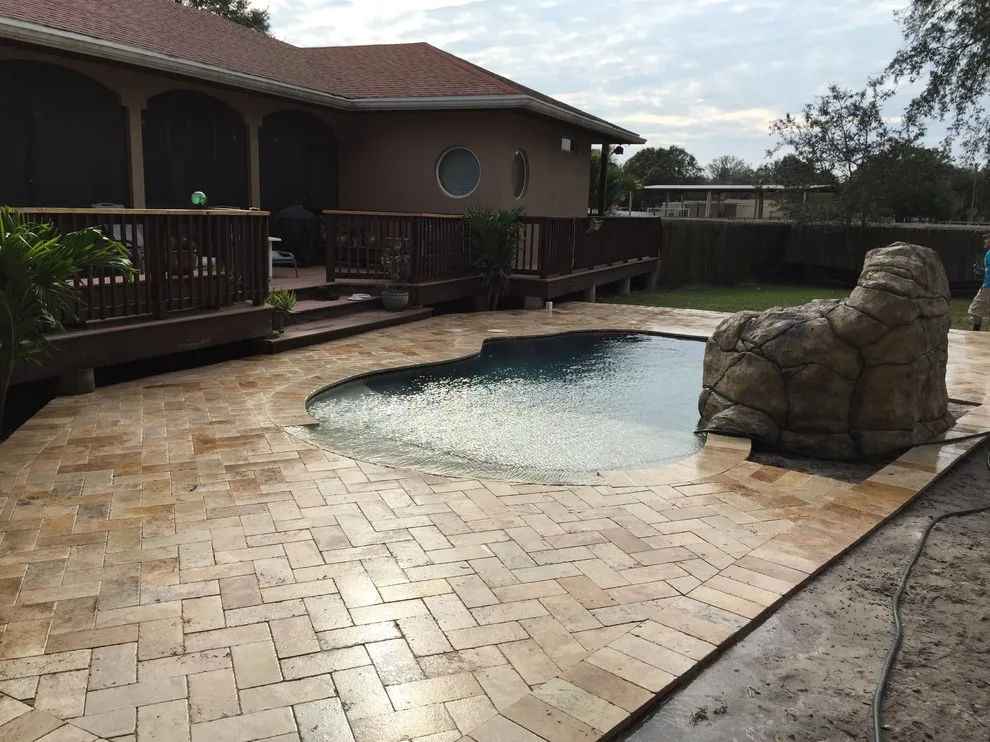 Seminole Travertine Pool Deck by JR Pavers Inc. - Photo 4