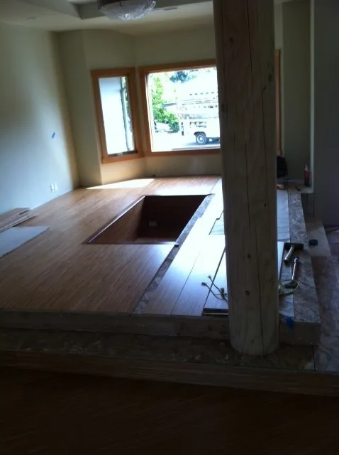 Hardwood flooring with a recessed Tatami table by Slaughterbeck Floors, Inc - Photo 2