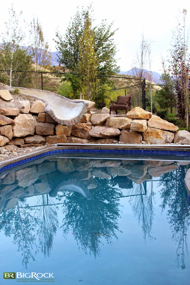 Rustic Pool With Hot Tub And Natural Landscaping by Big Rock Landscaping - Photo 20