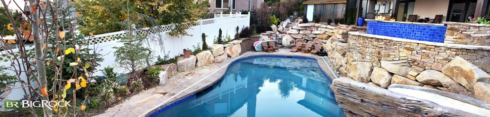 Rustic Pool With Hot Tub And Natural Landscaping by Big Rock Landscaping - Photo 14