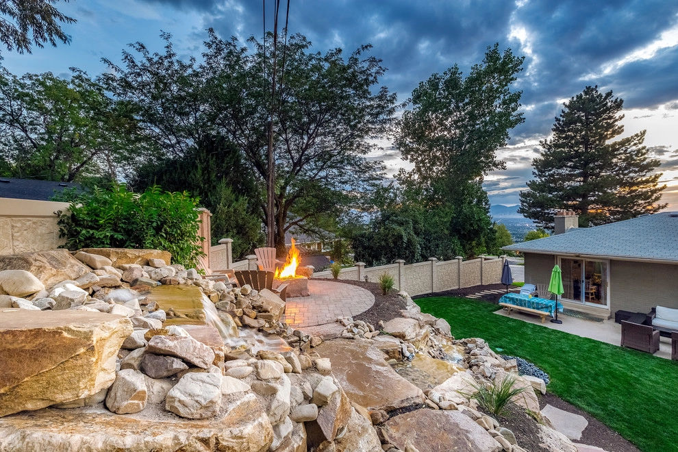 Waterfall In A Boulder Retaining Wall In Holladay Hills by Big Rock Landscaping - Photo 7