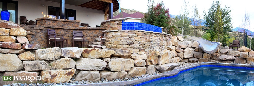 Rustic Pool With Hot Tub And Natural Landscaping by Big Rock Landscaping - Photo 3