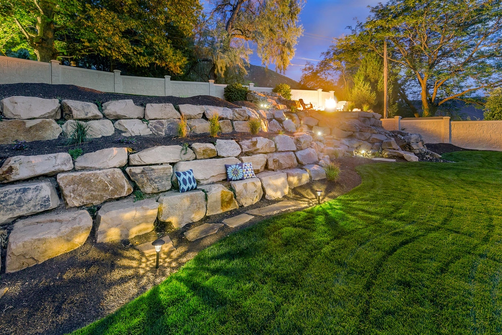 Waterfall In A Boulder Retaining Wall In Holladay Hills by Big Rock Landscaping - Photo 8