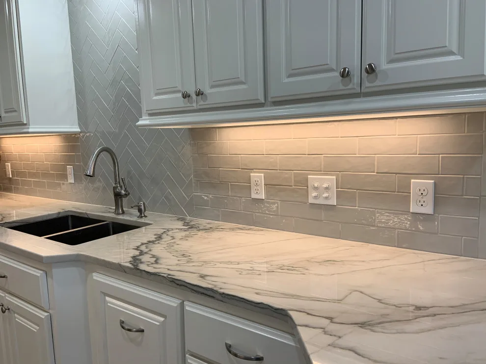 Textured Subway Tile Backsplash Setup by Benchmark Renovations - Photo 2