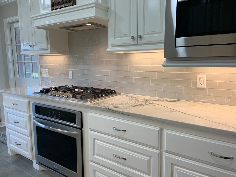 Textured Subway Tile Backsplash Setup by Benchmark Renovations - Photo 4