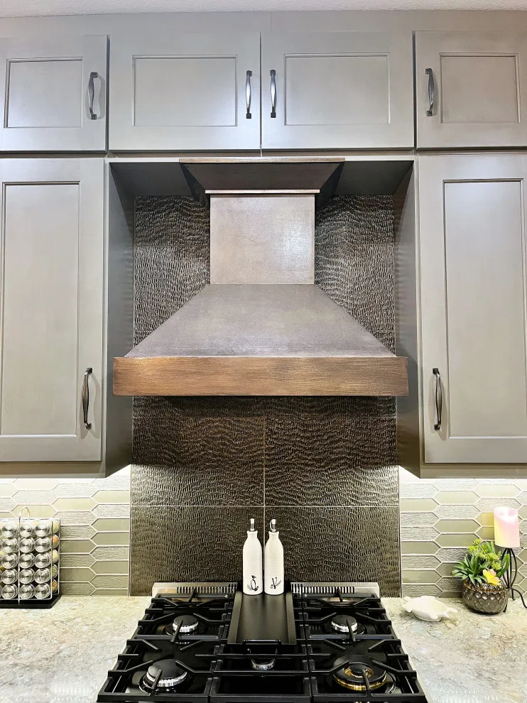 Rustic Modern Kitchen Renovation - Warm Taupe Cabinets and Textured Backsplash by Calming Spaces Interiors, Design & Remodeling - Photo 12