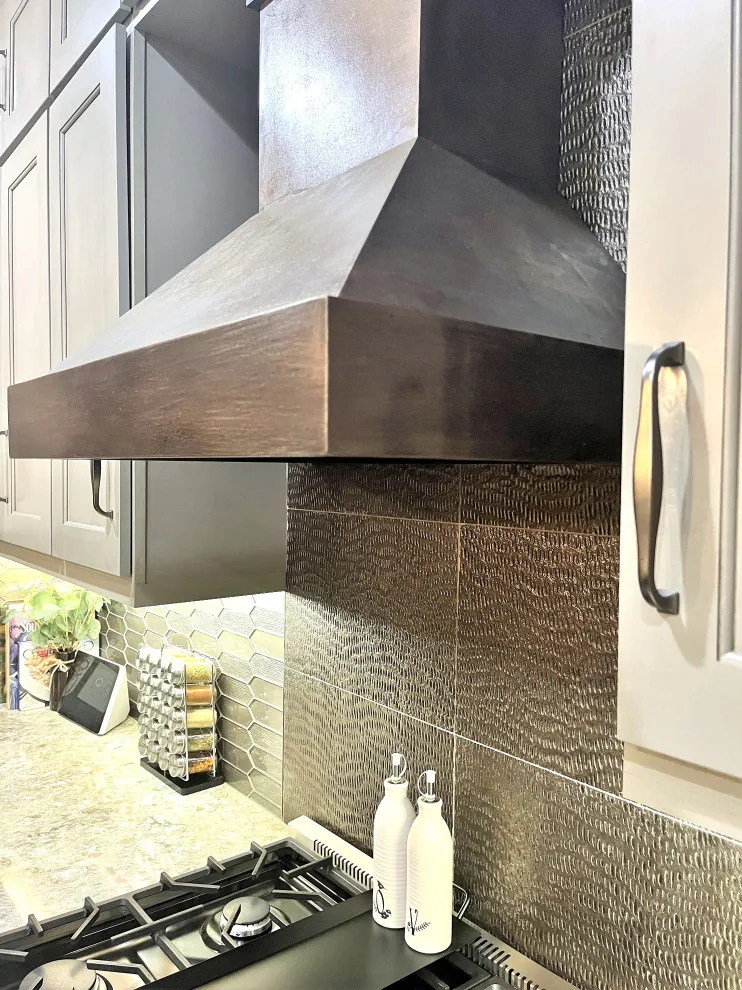 Rustic Modern Kitchen Renovation - Warm Taupe Cabinets and Textured Backsplash by Calming Spaces Interiors, Design & Remodeling - Photo 14