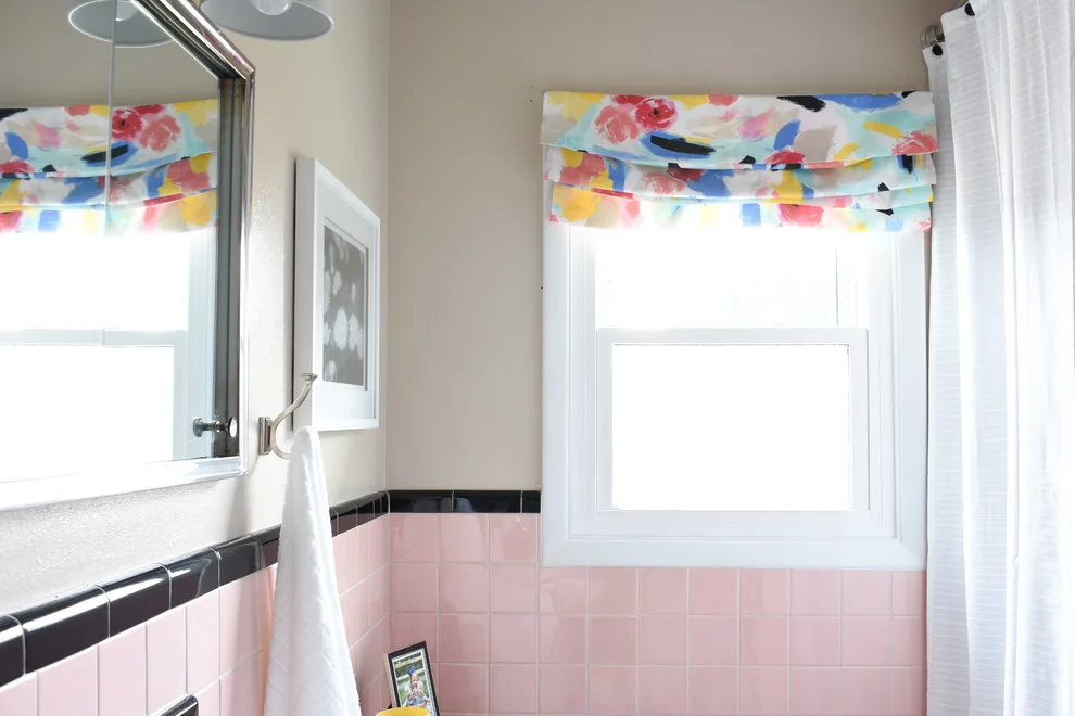 Retro Rose Tile Restroom by T. Moore Home ReDesign - Photo 9