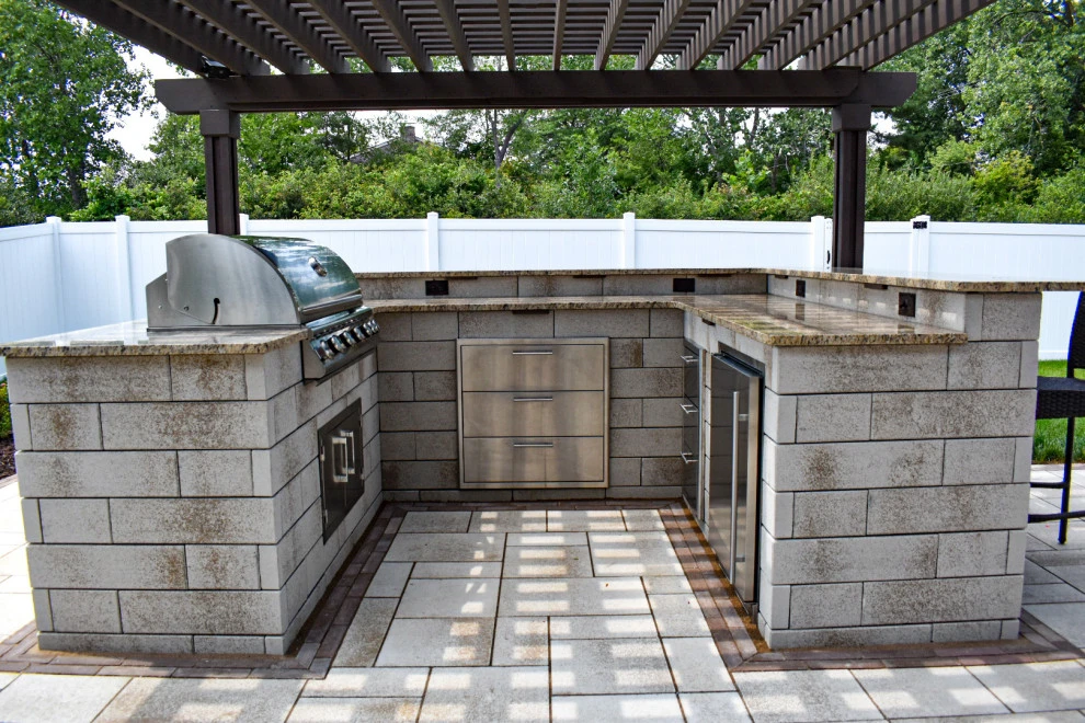 Outdoor U-Cara Kitchen, Seating Area + Pergola by GLC Lawn & Landscaping LLC - Photo 4