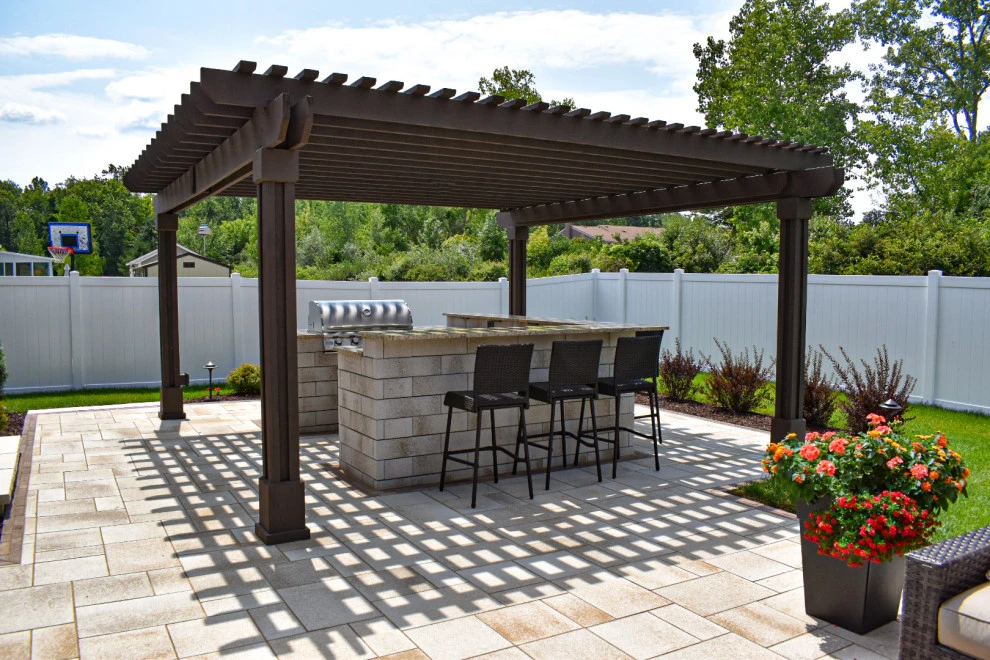 Outdoor U-Cara Kitchen, Seating Area + Pergola by GLC Lawn & Landscaping LLC - Photo 7