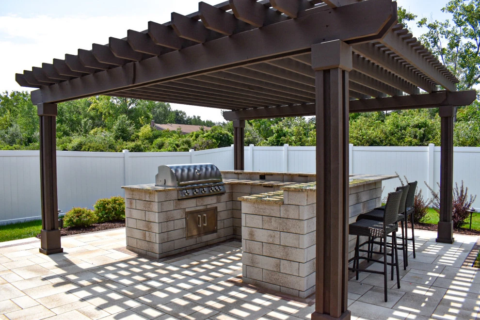 Outdoor U-Cara Kitchen, Seating Area + Pergola by GLC Lawn & Landscaping LLC - Photo 2
