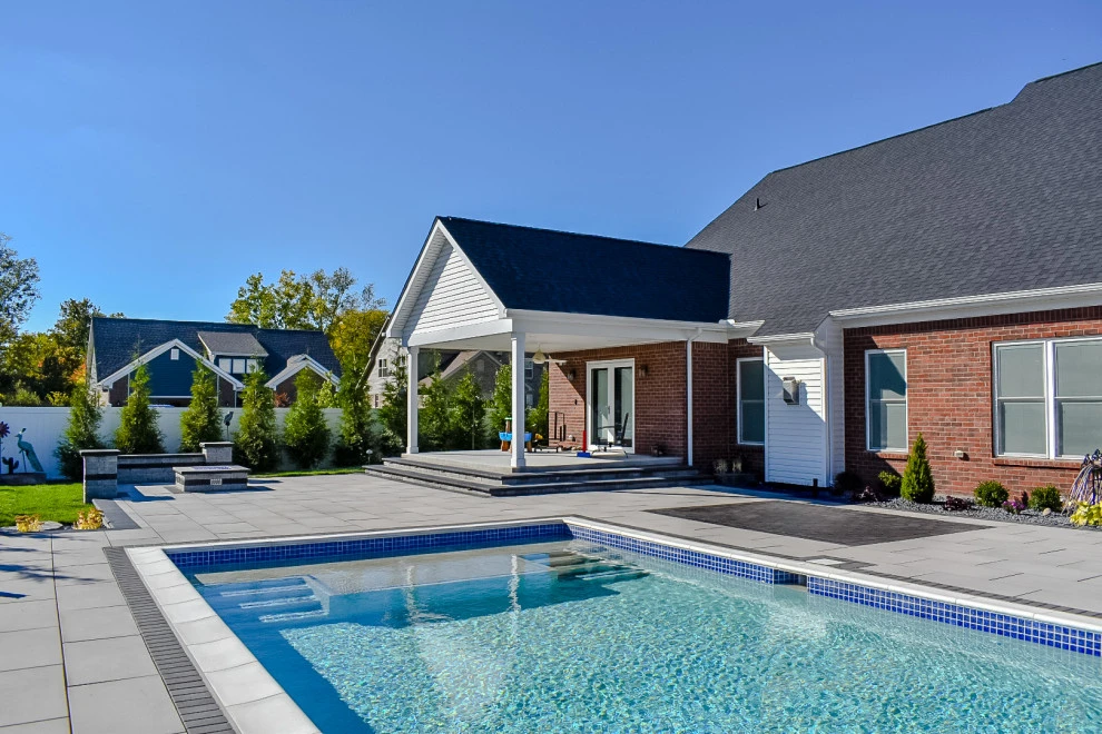 Paver Pool Patio + Fire Pit with Seating Wall by GLC Lawn & Landscaping LLC - Photo 14