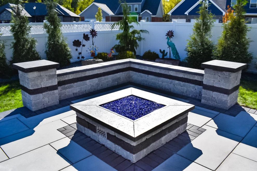Paver Pool Patio + Fire Pit with Seating Wall by GLC Lawn & Landscaping LLC - Photo 18