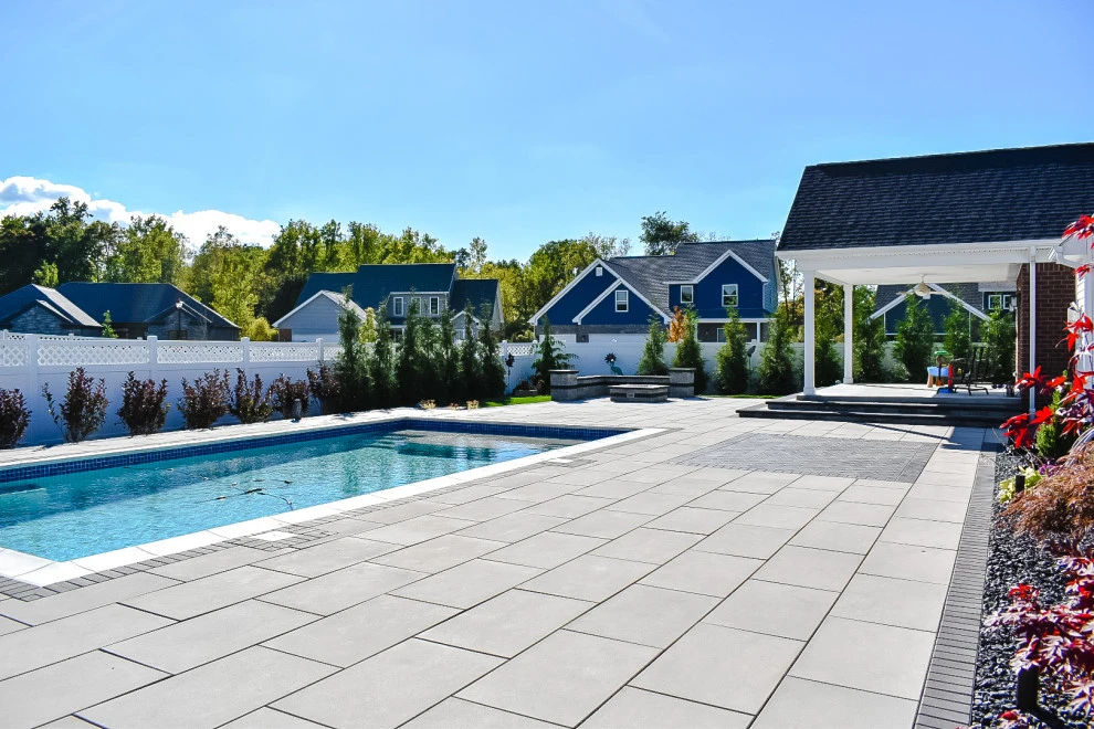 Paver Pool Patio + Fire Pit with Seating Wall by GLC Lawn & Landscaping LLC - Photo 16
