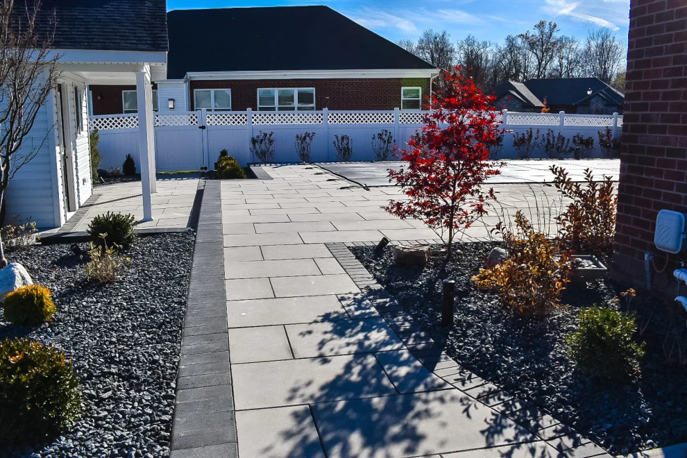 Paver Pool Patio + Fire Pit with Seating Wall by GLC Lawn & Landscaping LLC - Photo 2