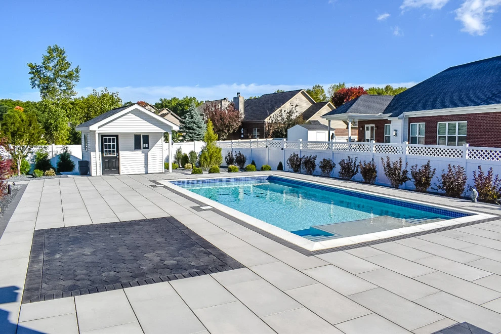Paver Pool Patio + Fire Pit with Seating Wall by GLC Lawn & Landscaping LLC - Photo 9
