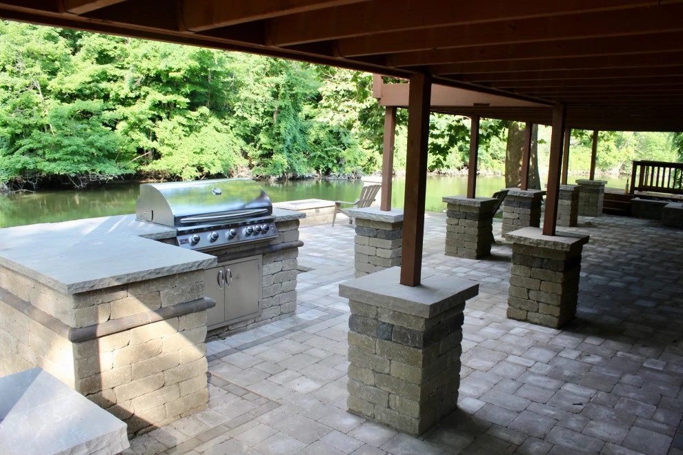 Paver Patio featuring built in grill by GLC Lawn & Landscaping LLC - Photo 12