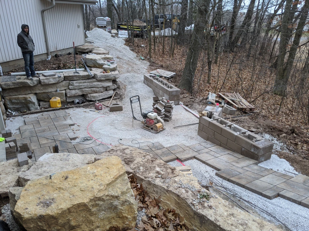 Large Geometric Mosaic Woodland Retreat by Eco Harmony Landscape & Design, LLC. - Photo 29