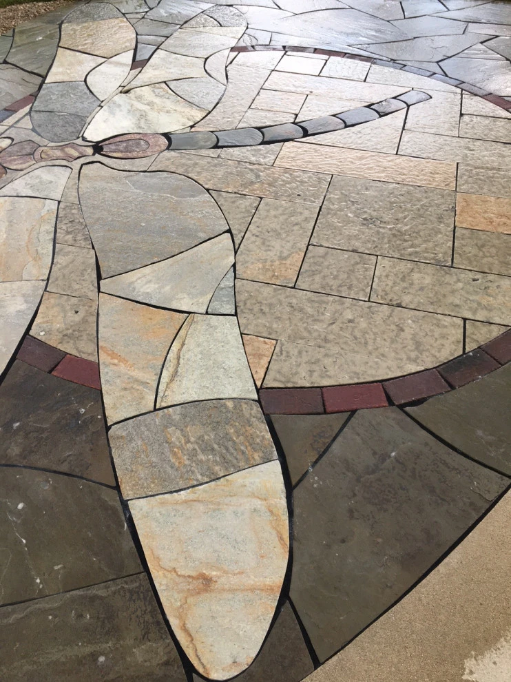Existing Patio Transformation, Large Mosaic Dragonfly by Eco Harmony Landscape & Design, LLC. - Photo 3