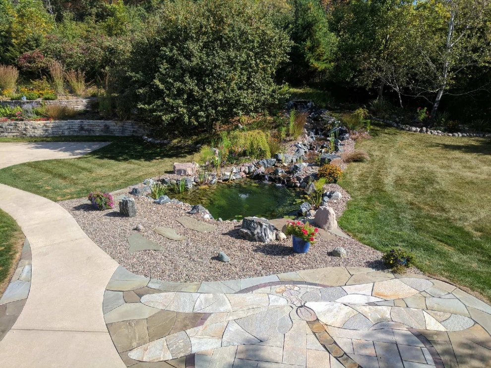 Existing Patio Transformation, Large Mosaic Dragonfly by Eco Harmony Landscape & Design, LLC. - Photo 4