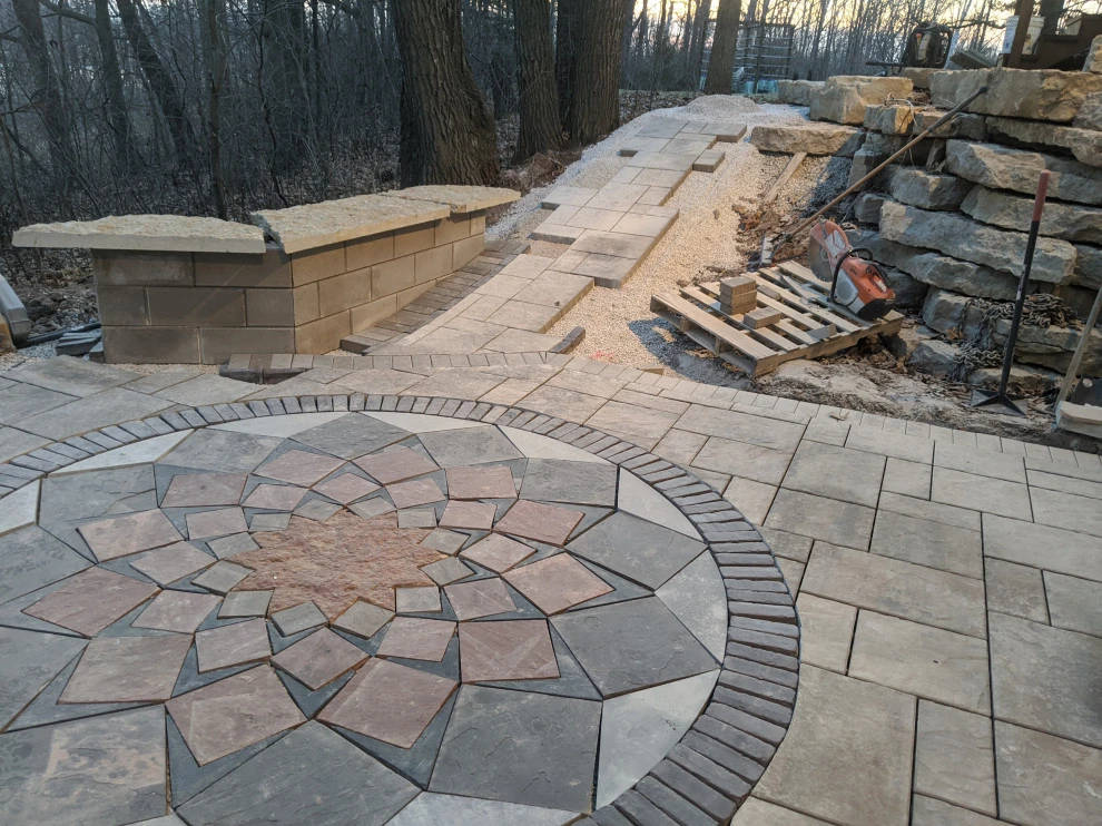 Large Geometric Mosaic Woodland Retreat by Eco Harmony Landscape & Design, LLC. - Photo 8