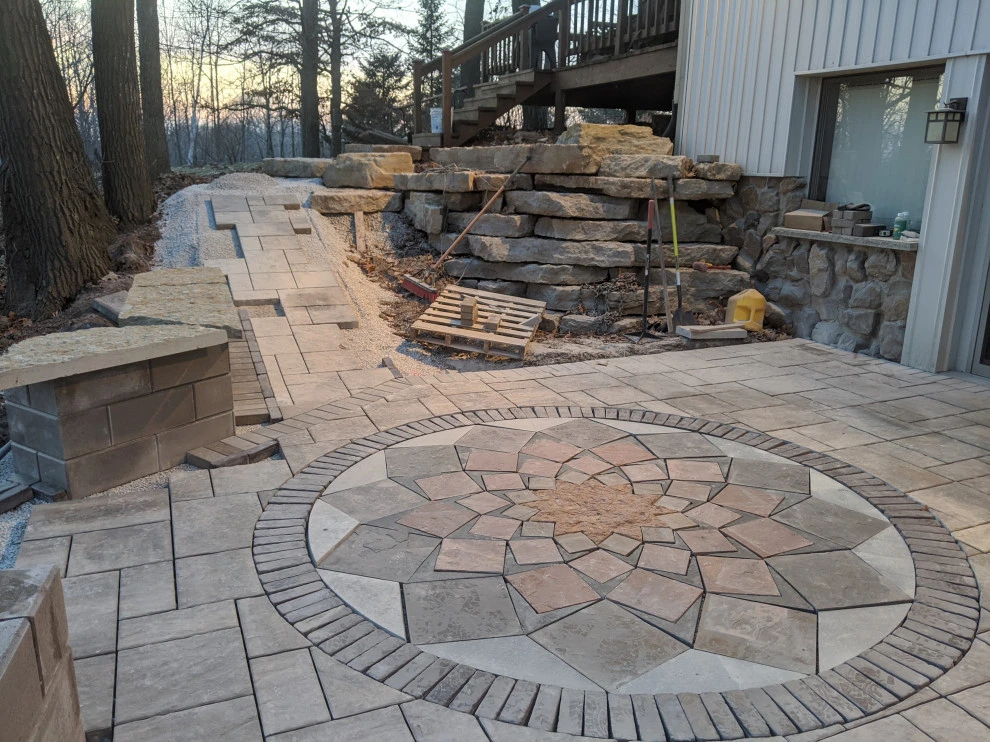 Large Geometric Mosaic Woodland Retreat by Eco Harmony Landscape & Design, LLC. - Photo 26