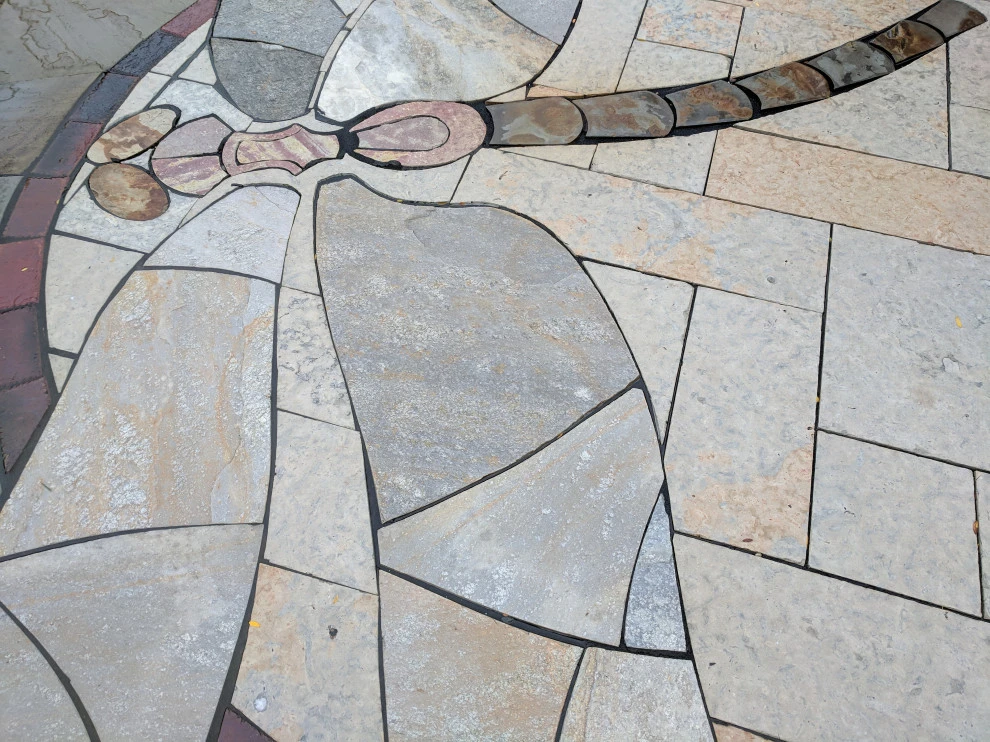 Existing Patio Transformation, Large Mosaic Dragonfly by Eco Harmony Landscape & Design, LLC. - Photo 15