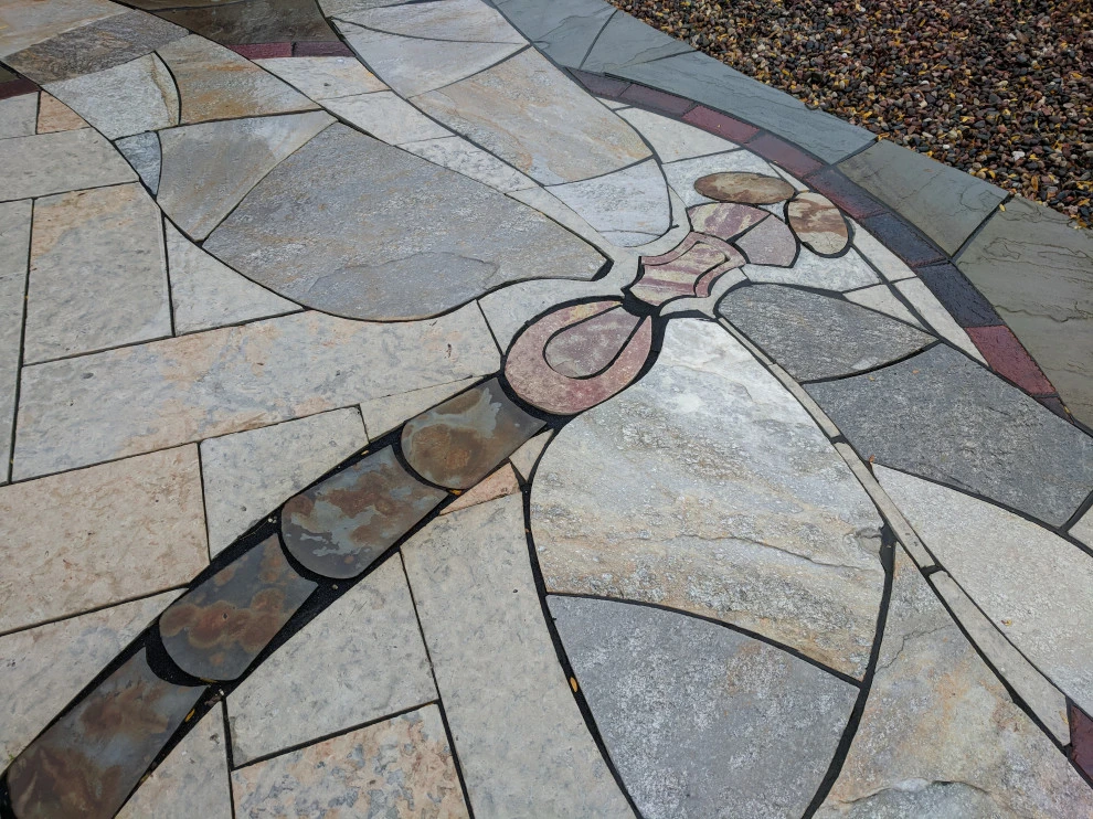 Existing Patio Transformation, Large Mosaic Dragonfly by Eco Harmony Landscape & Design, LLC. - Photo 5