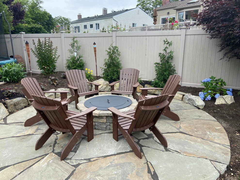 Separate gathering area for friends with Nicolock fire pit by Joseph Matthew Landscape Inc Design & Build - Photo 5