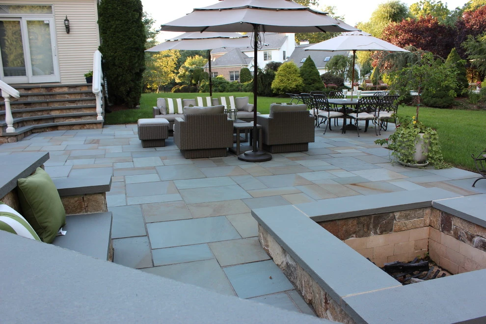 Custom Fire-Pit with Bluestone Patio & Paver Driveway by Pennella's Landscape Designs, LLC - Photo 2