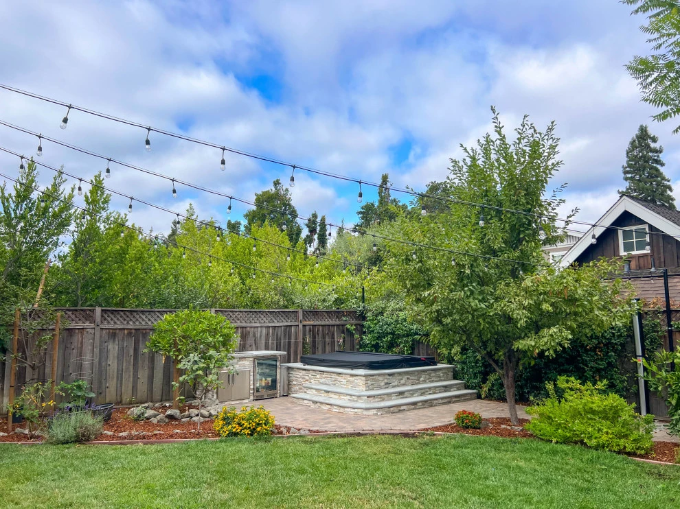 Backyard Oasis with 3D Design: Kitchen, Jacuzzi, Lighting, Pavers, and Shower! by San Jose Tree Service & Landscaping - Photo 4
