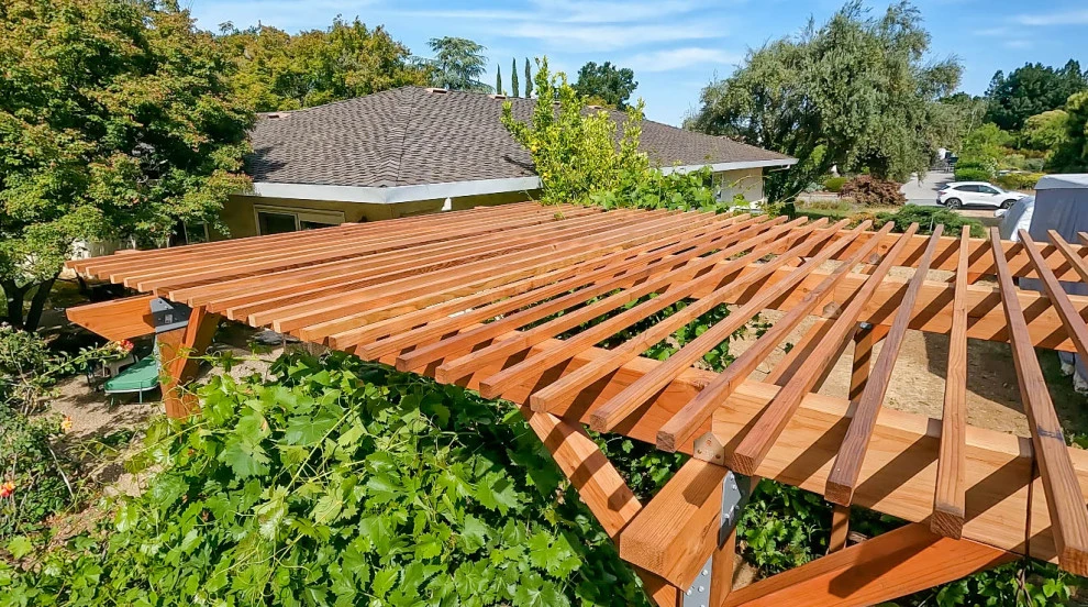 Redwood Smooth Pergola Build by San Jose Tree Service & Landscaping - Photo 4