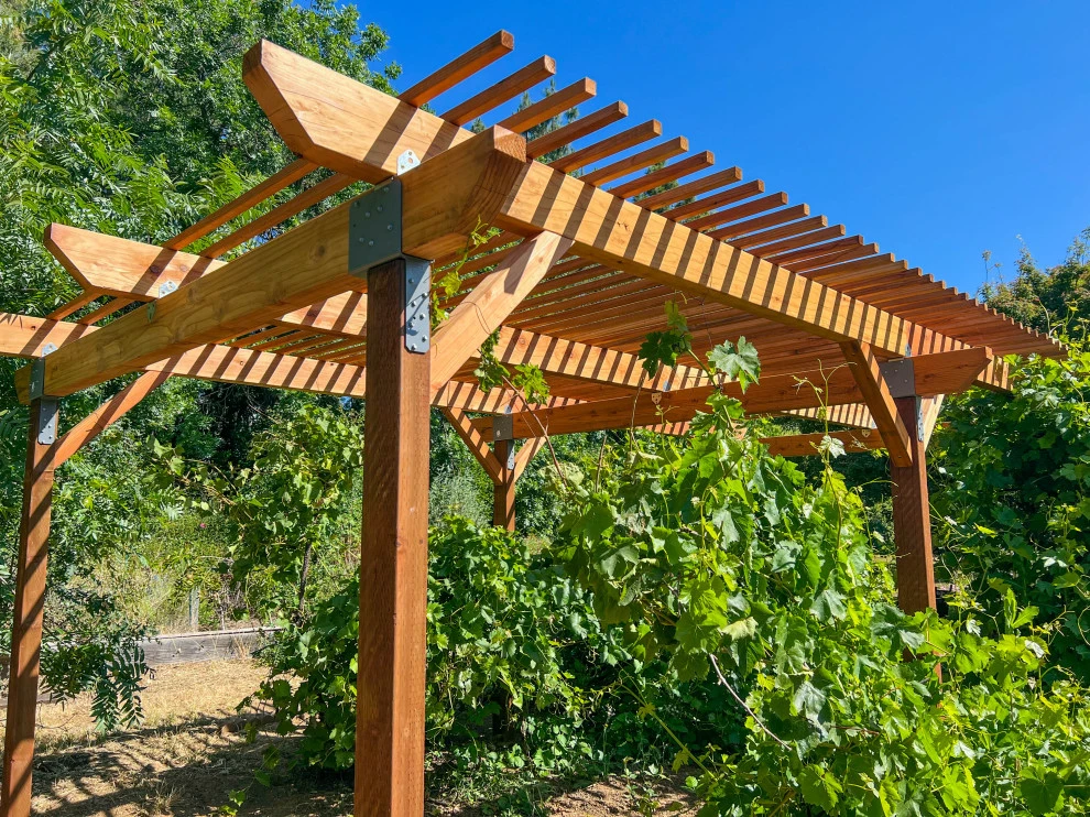 Redwood Smooth Pergola Build by San Jose Tree Service & Landscaping - Photo 3