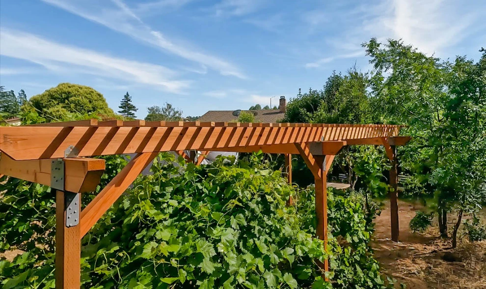 Redwood Smooth Pergola Build by San Jose Tree Service & Landscaping - Photo 2