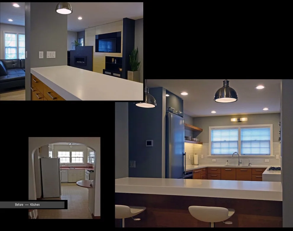 Entertainment Wall and Kitchen with Fireplace by Mark A. Henrichs Architect - Photo 3