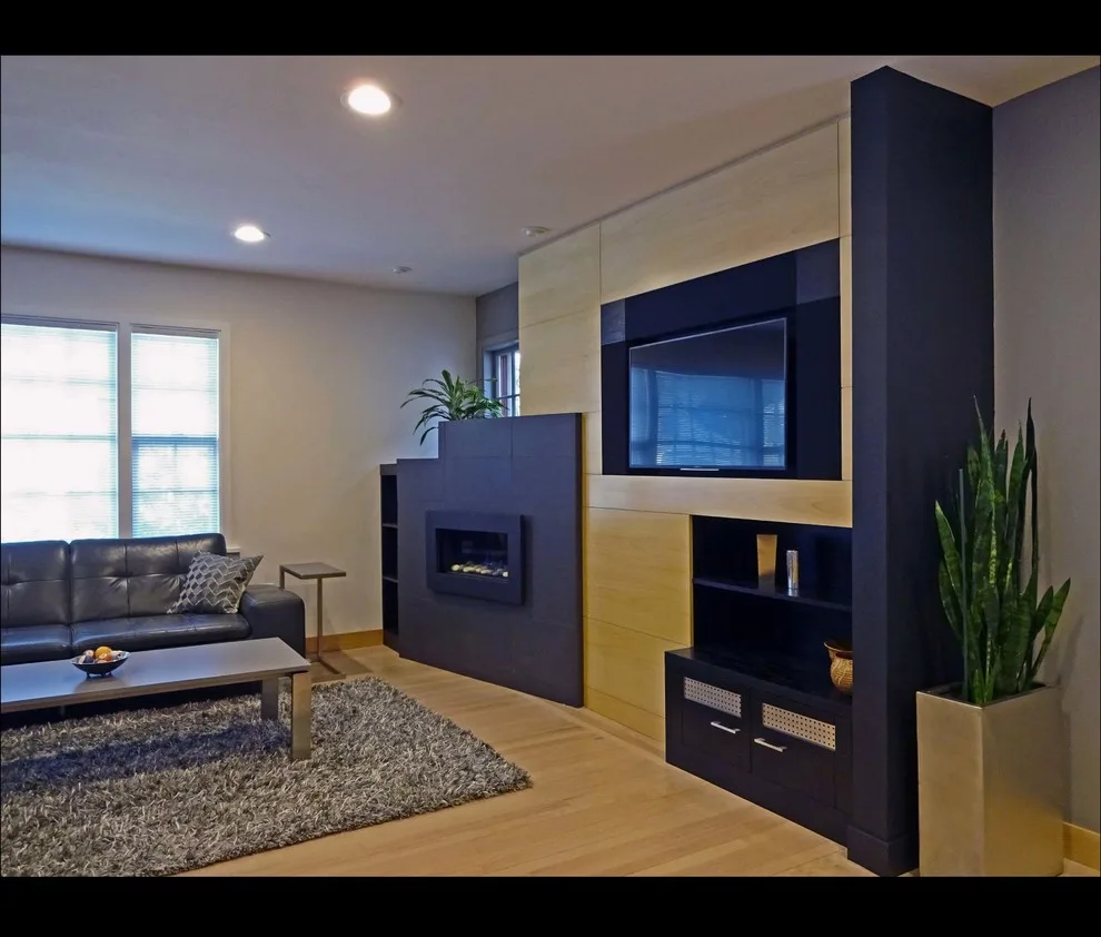 Entertainment Wall and Kitchen with Fireplace by Mark A. Henrichs Architect - Photo 4