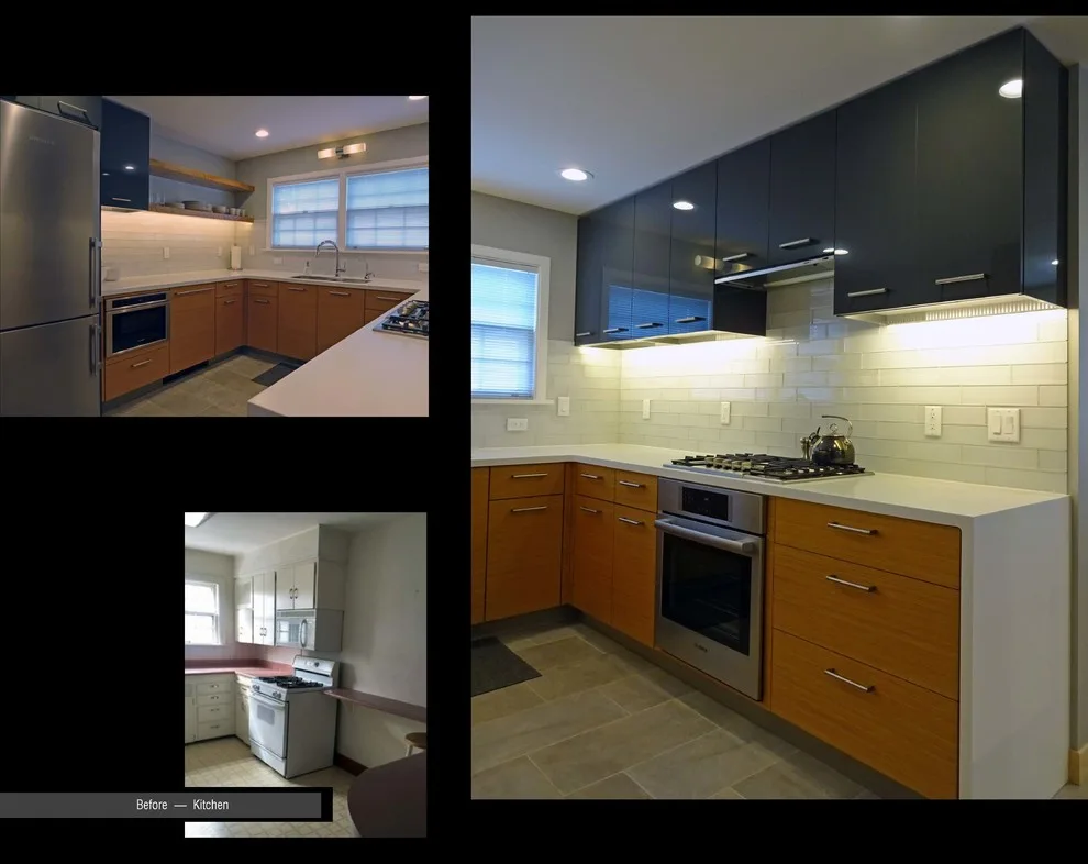 Entertainment Wall and Kitchen with Fireplace by Mark A. Henrichs Architect - Photo 2