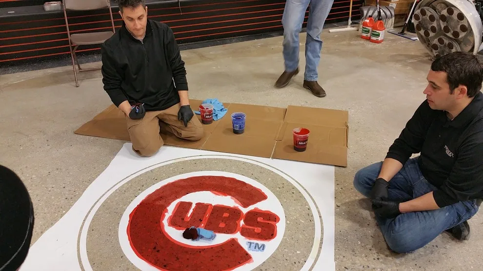 Polished Concrete Cubs Emblem by Lemoncello Stone Protection & Restoration - Photo 2