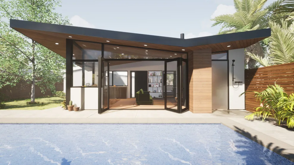 Airy Pool Cabana Serves as a Guest House by Tracy A. Stone Architect - Photo 8